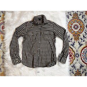 Lauren Ralph Lauren Womens Button Up Shirt S Black White Plaid Long Pockets